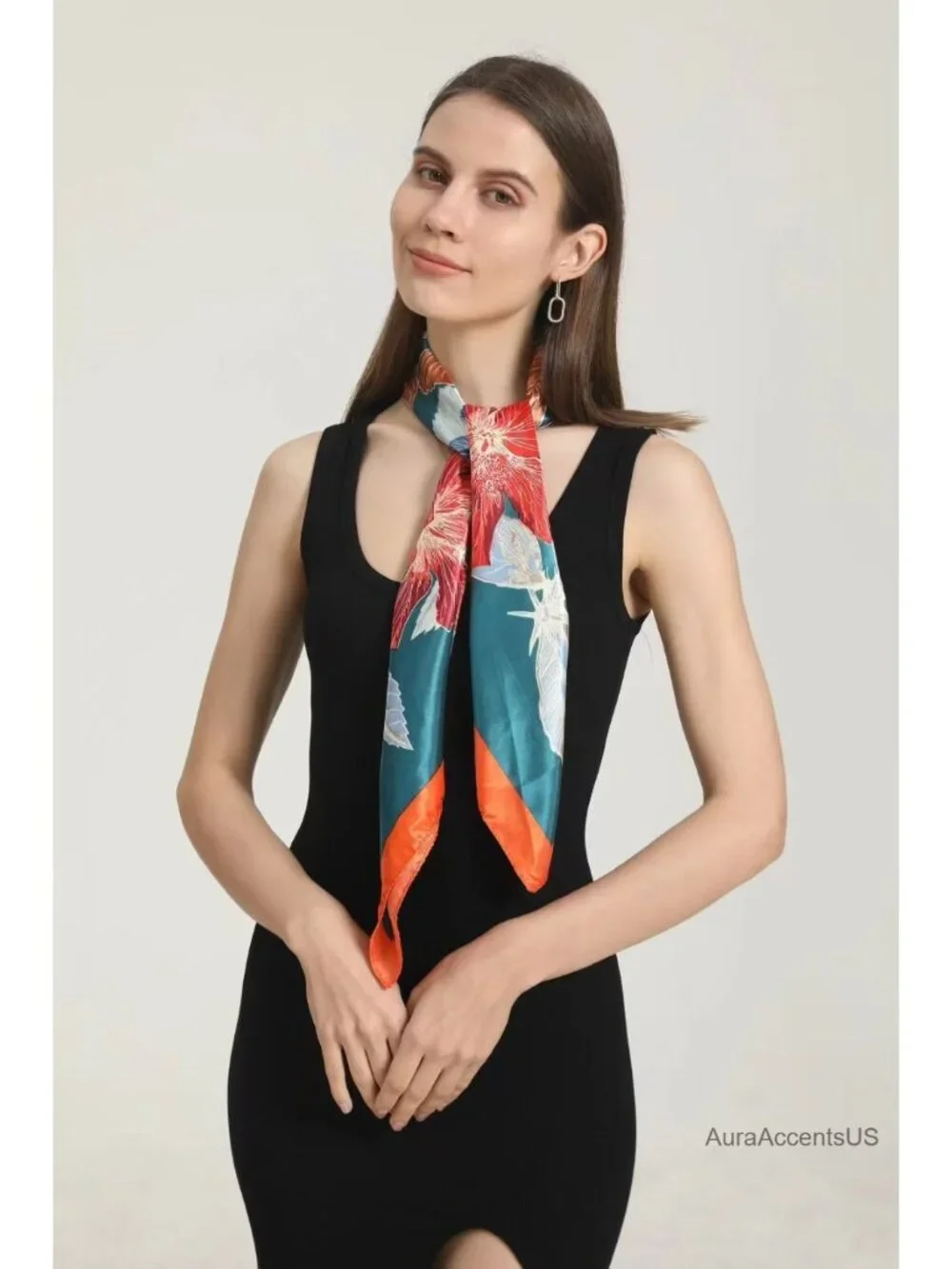 Silk-Like Satin Square Scarf for Women, Non-Slip Head Wrap